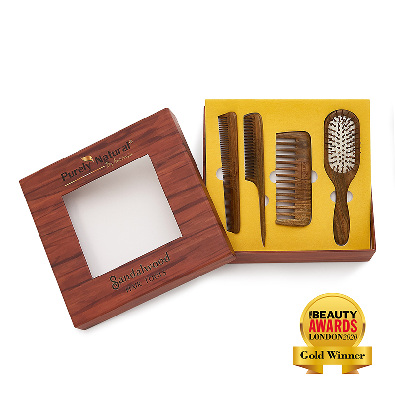 WOODEN SIX COMB AND BRUSH SET