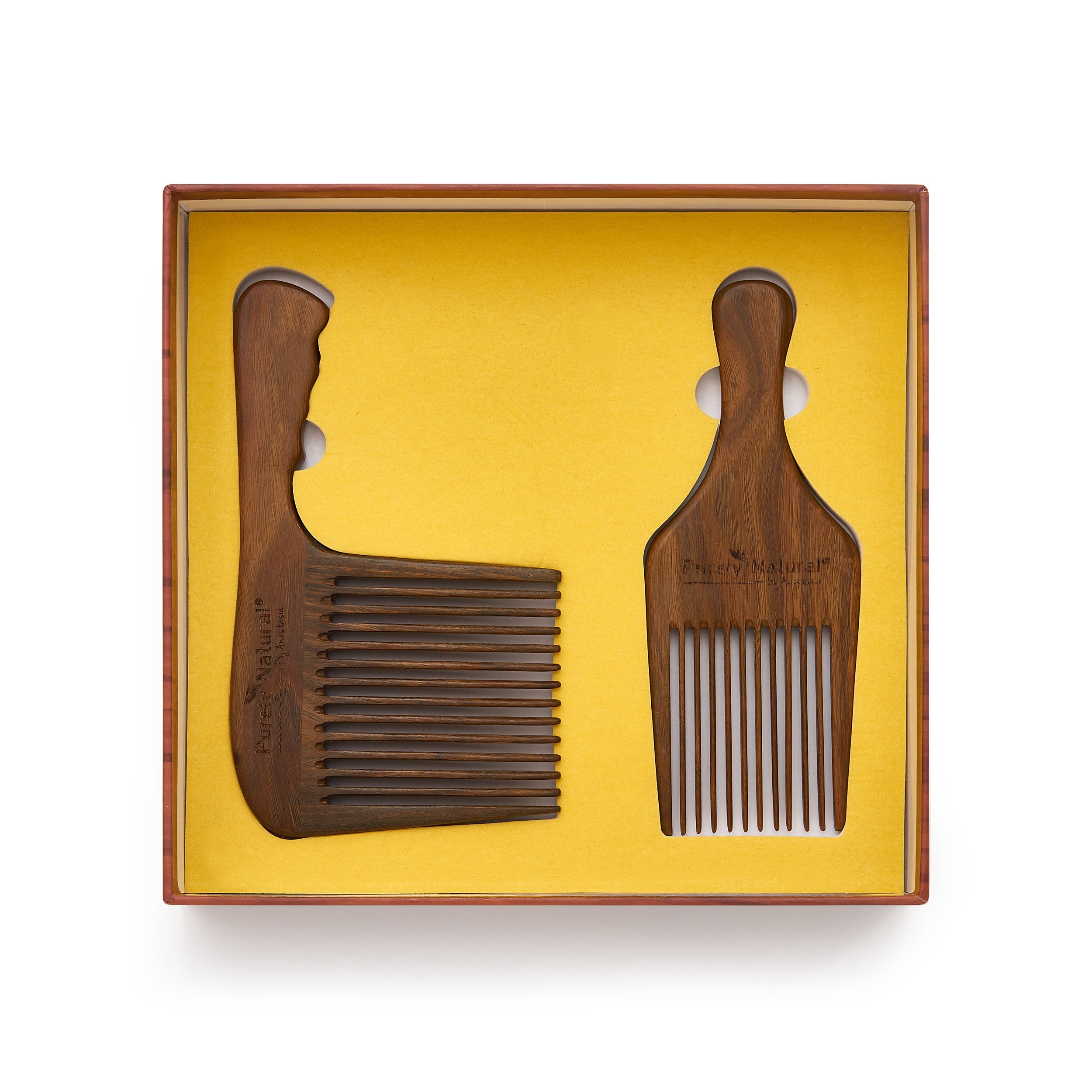 WOODEN SIX COMB AND BRUSH SET